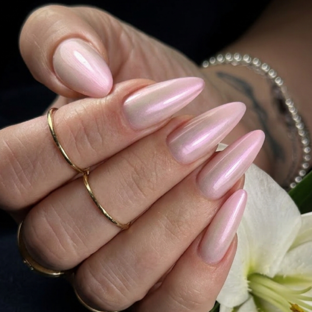 Russian Mani Hard Gel (Long) at Nuova Nail Studio in Miami Beach, FL
