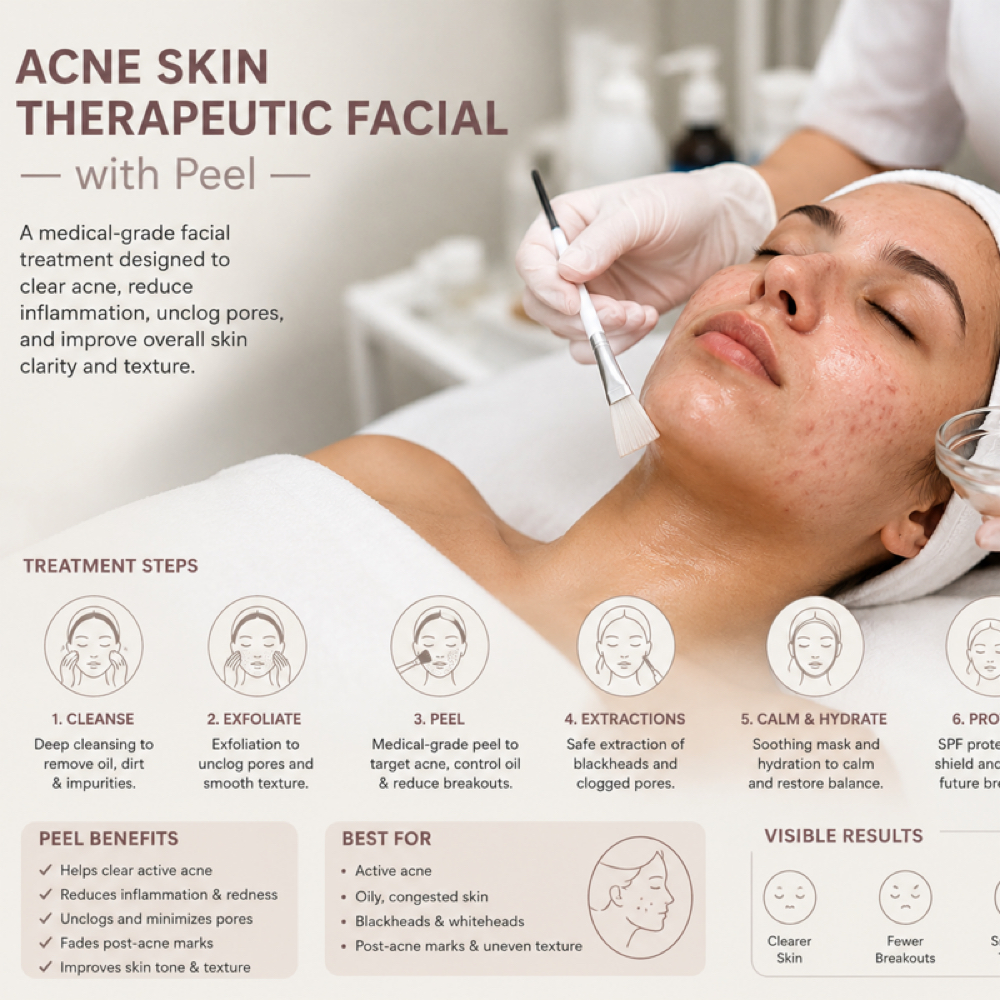 Peel + ACNE SKIN THERAPEUTIC FACIAL at Milana Luxe Skin & Wellness in East Brunswick, NJ