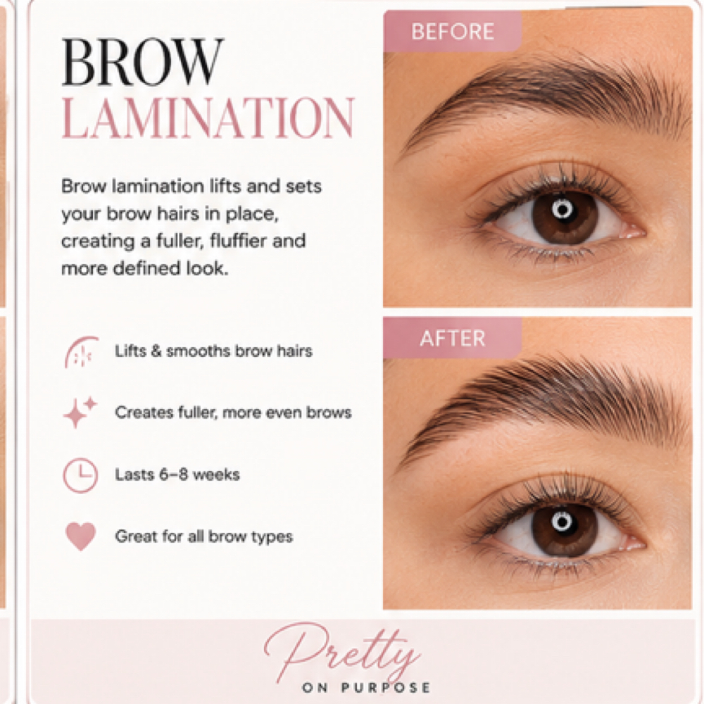 Brow Lamination Promo- Add on at PRETTY on Purpose Beauty Co. in Roanoke, VA
