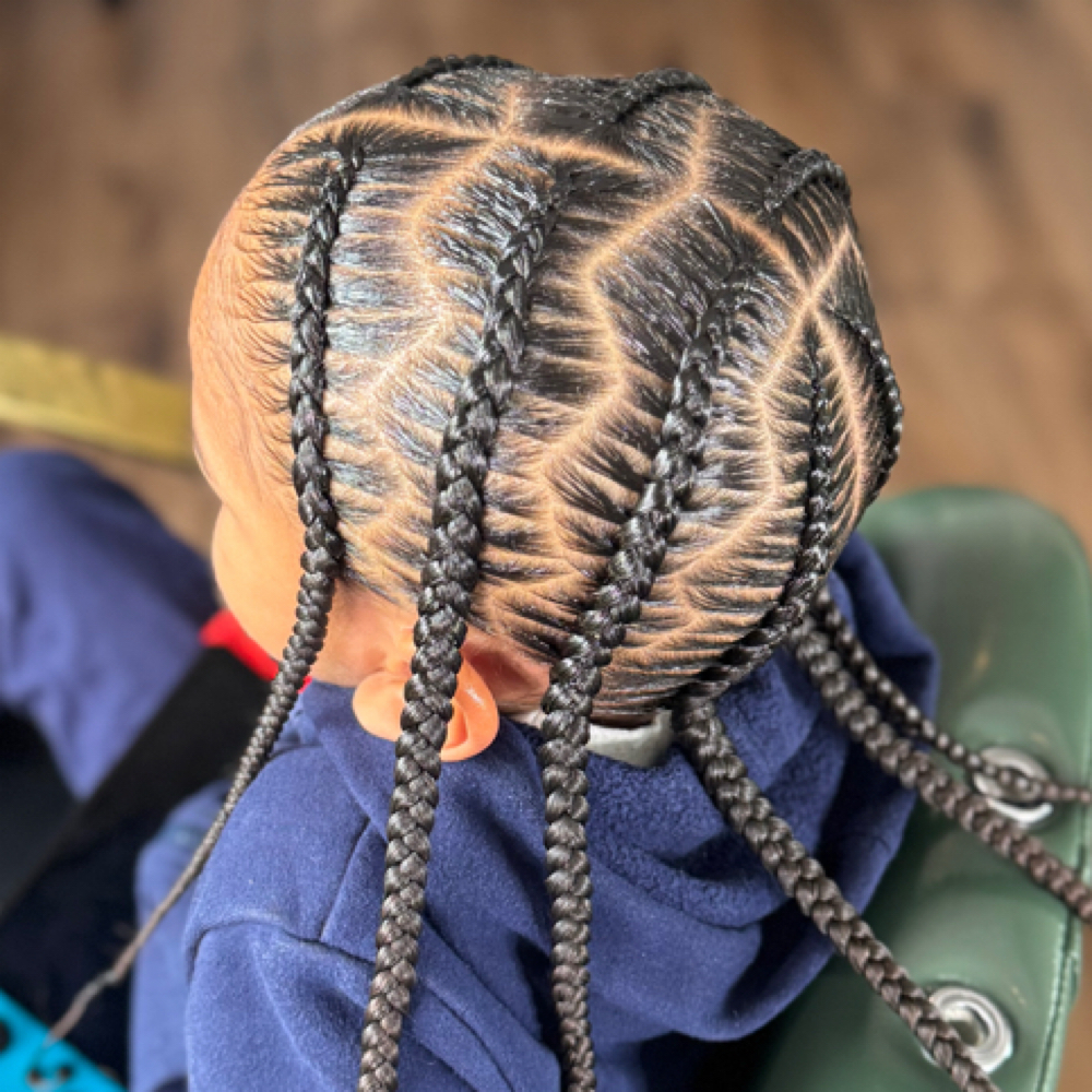 Kid 8 Braids With Design(11 & Under at Hair Cartel in South Bend, IN