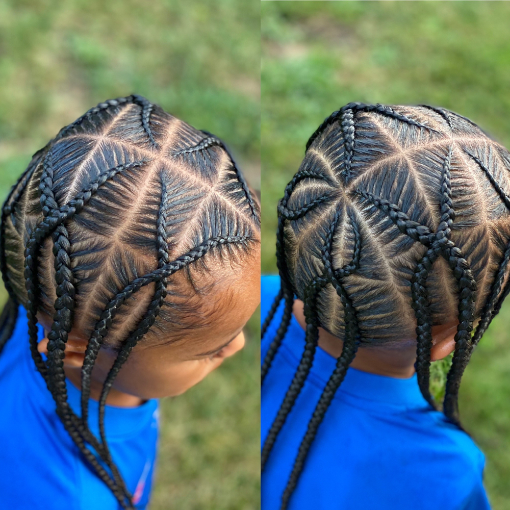 Kid 8 Braids With Design