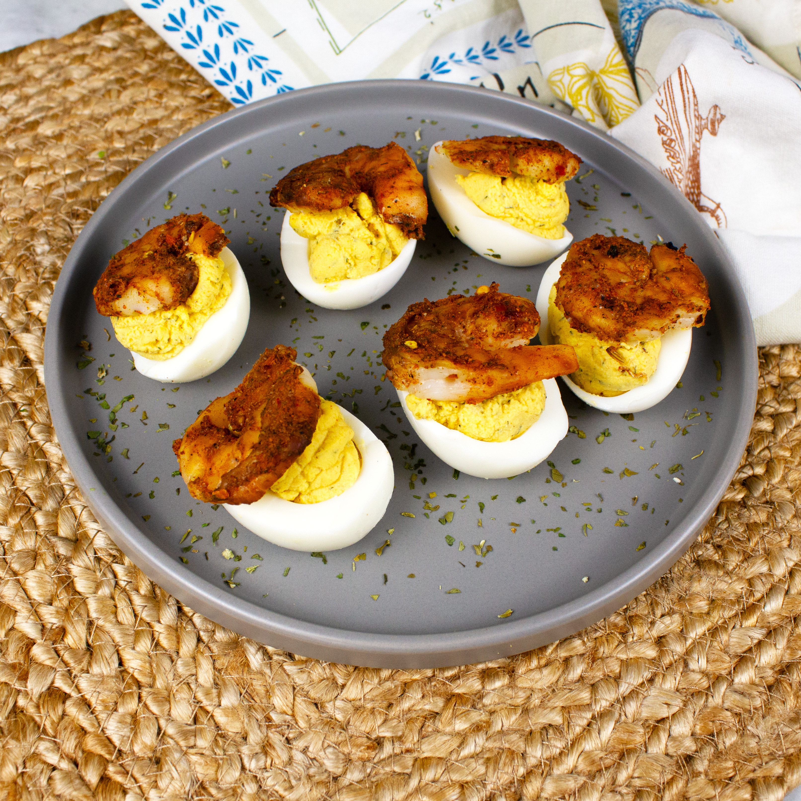 🥚Blackened Shrimp Divine Eggz at Jazzy Zena' in Arlington, TX