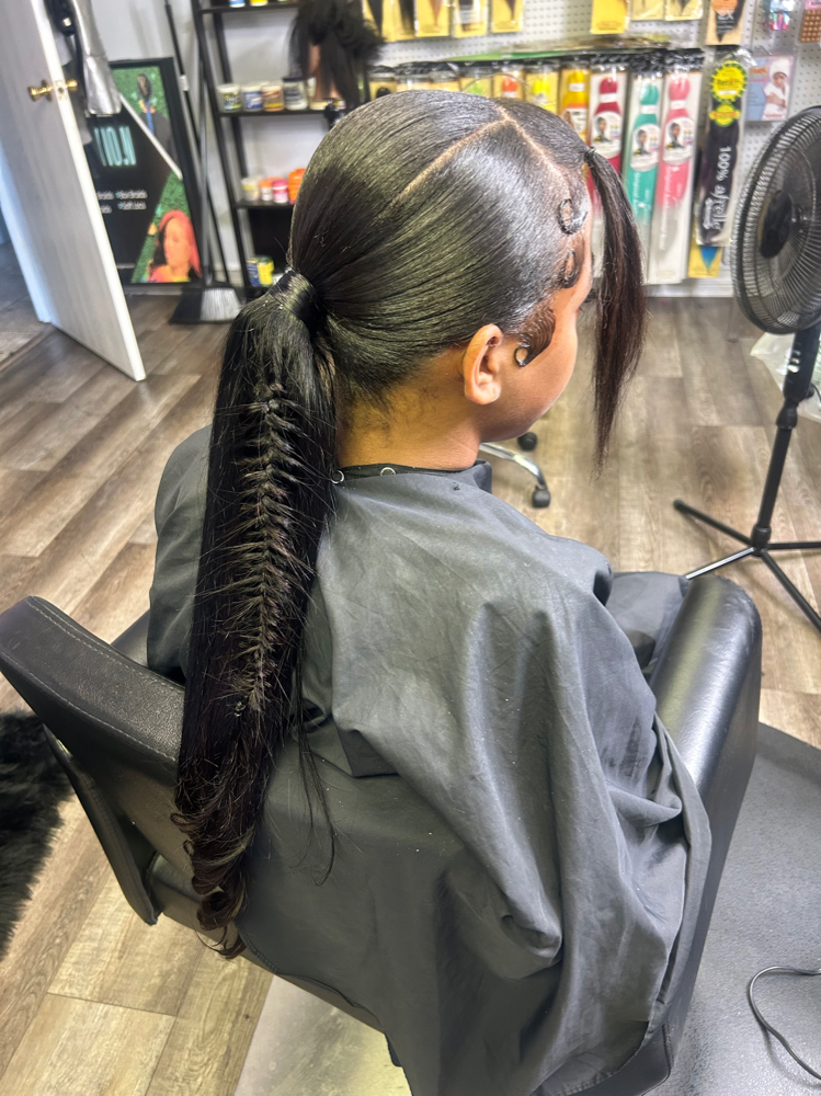 3 D Part Ponytail + Butterfly Braid at Glamourist Beauty Bar in Bellflower, CA