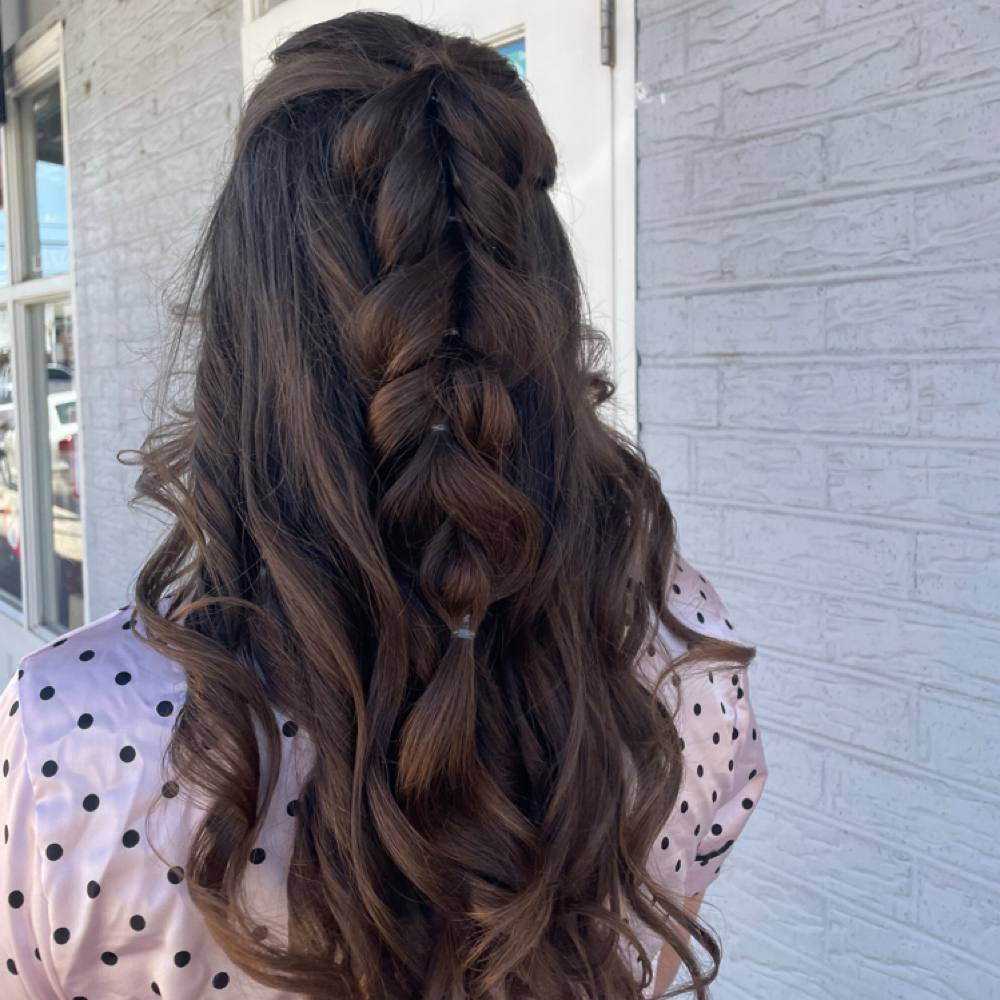 Half Up Half Down Updo at Via Styled It in Temple, TX