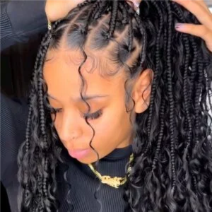 Lrg Boho Knotless Braids at Hollywood Soul Salon Ouchlesshairbraiding in San Diego, CA