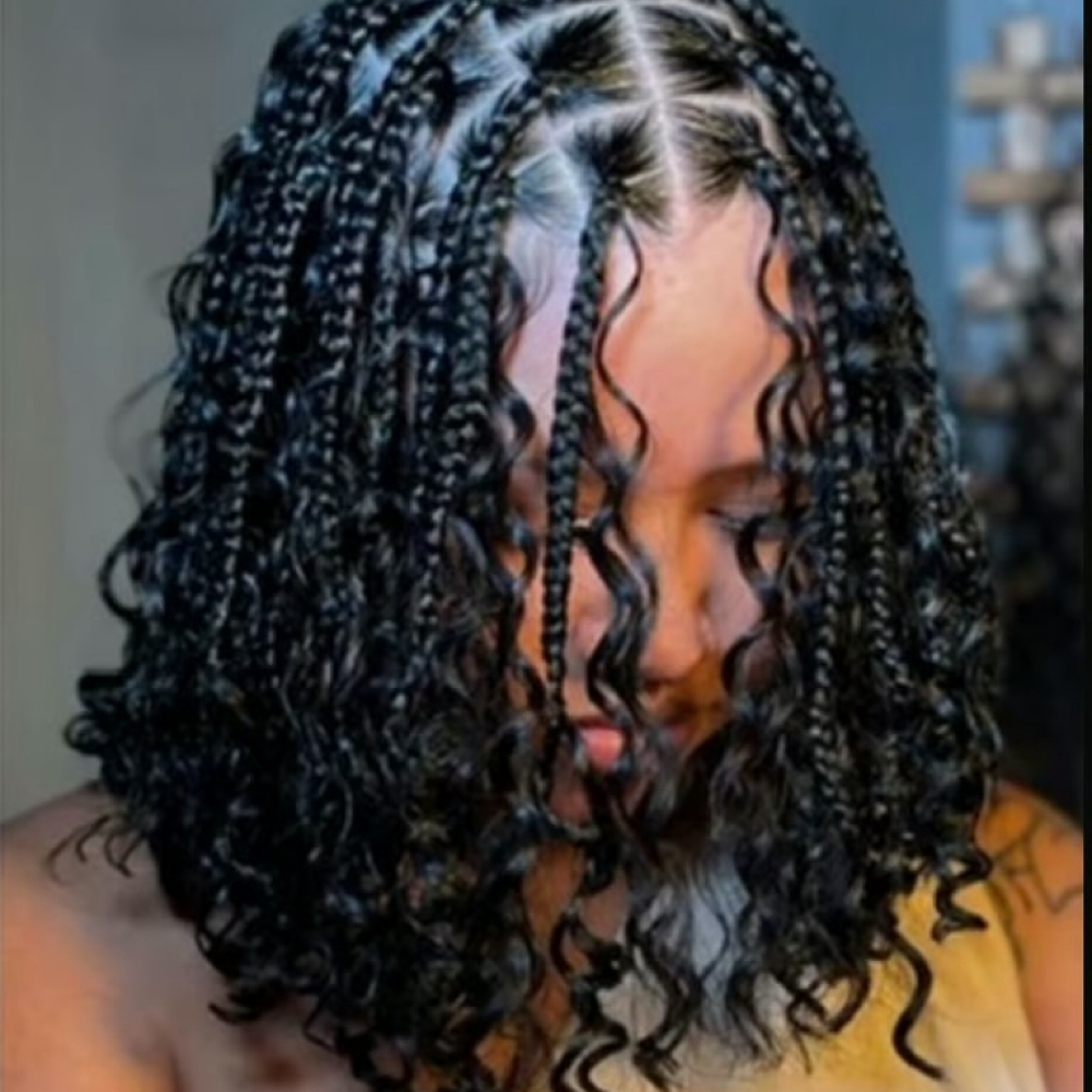 med. short boho knotless at Hair Harmony: ByHazel in Columbus, MS