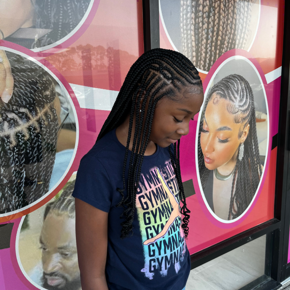 Half Conrows Half Knotless Age 5-10 at Tachadam in Cypress, TX