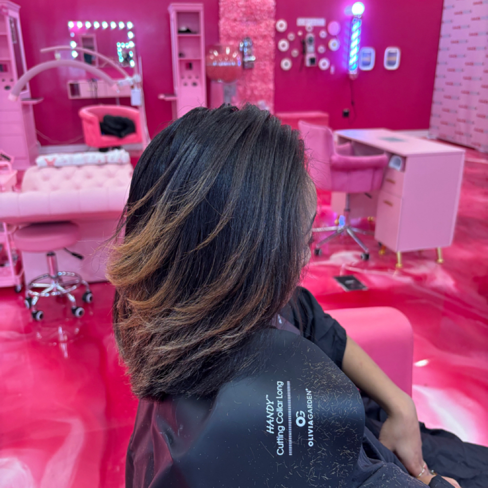 Silk Press With Color at Her Creations Beauty in Sacramento, CA