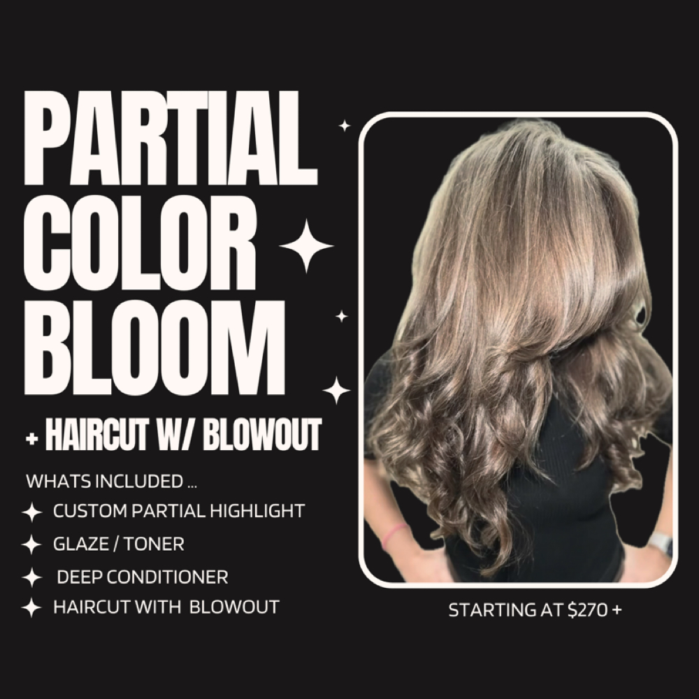 Partial Color Bloom + Haircut at The Mane Garden Salon in Huntington, NY