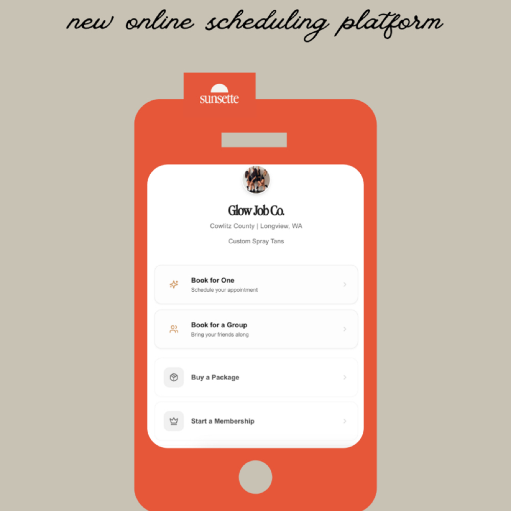 We Have A New Booking System! at Glow Job Co. in Longview, WA