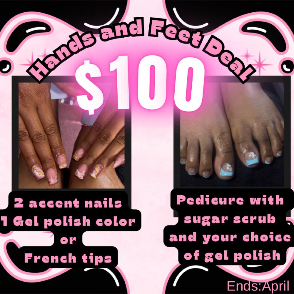 Short Full Set & Pedicure at Clawed by Cookie in Kinder, LA