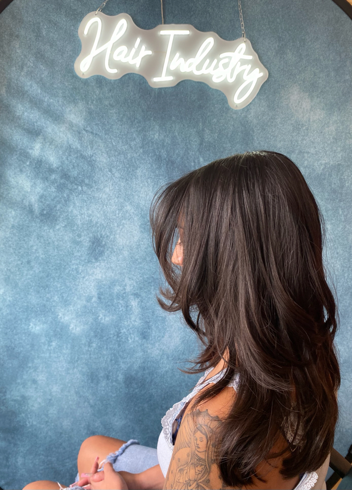 Long Haircut & Blowdry Style