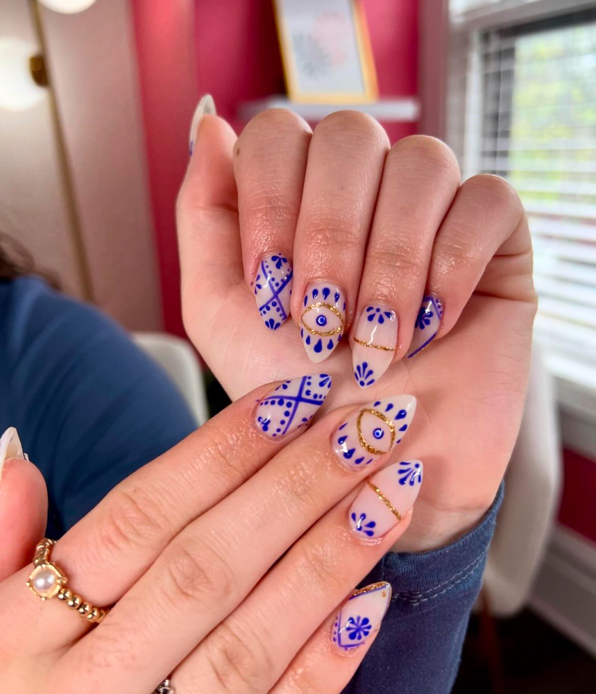 BuilderGel Fullset w/designs