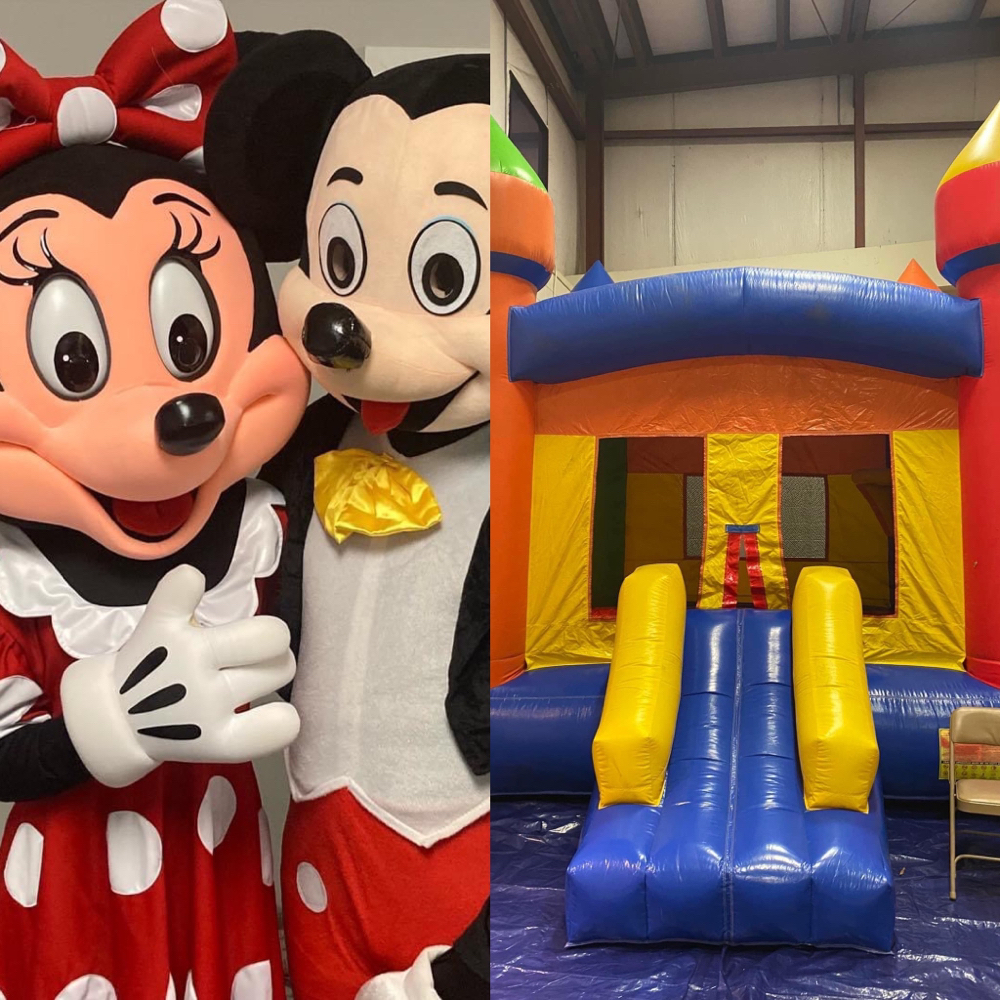 Two Characters And Bounce House