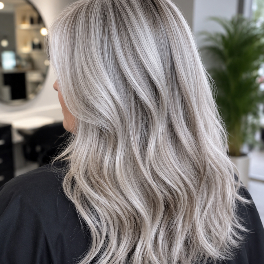 Gray Blending Transition at Hair by Amberlyn in Plano, TX