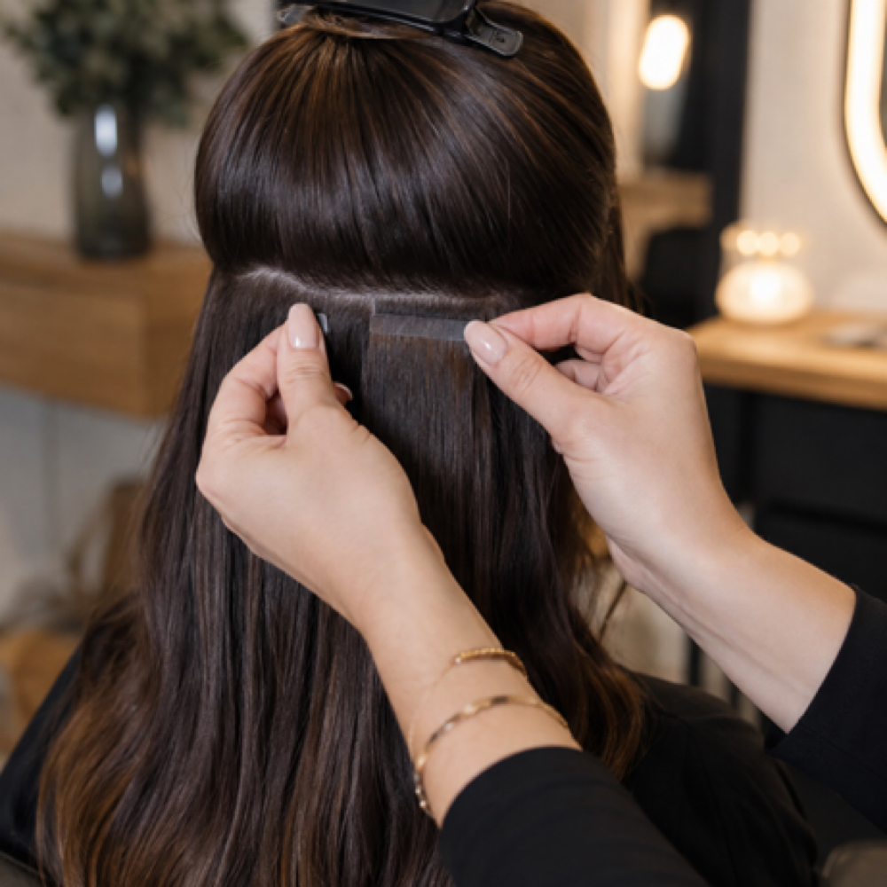 Custom Tape-in Hair Extensions at Lisa V Hair & Makeup Studio in Fresno, CA