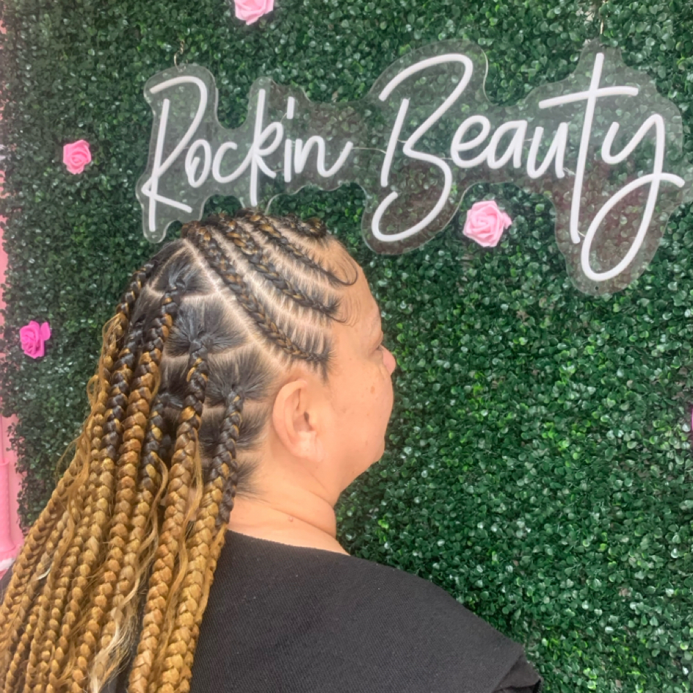 Large 2 Layer Braids(Tribal Braids) at RockN Beauty Bar in Antioch, CA