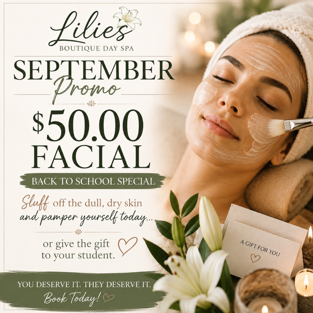 Lilies Signature Facial-Sept. Promo at Lilies Boutique Day Spa in Lanesboro, MN