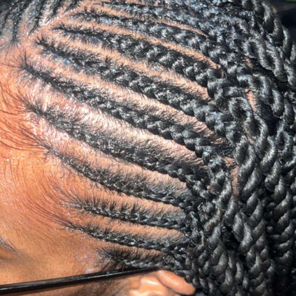 Twist and braid combo style at Golden Combs in Fountain, CO