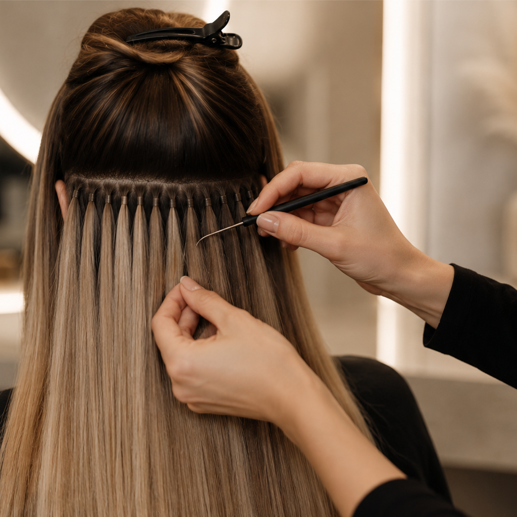 Tape-In Extension Installation at Natural Hair Center in Aventura, FL