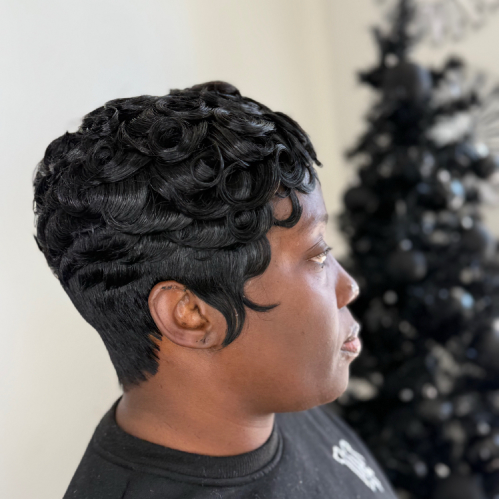 Pin Curl ShortCut at “TheeWeaveSpecialist” in Hollywood, SC