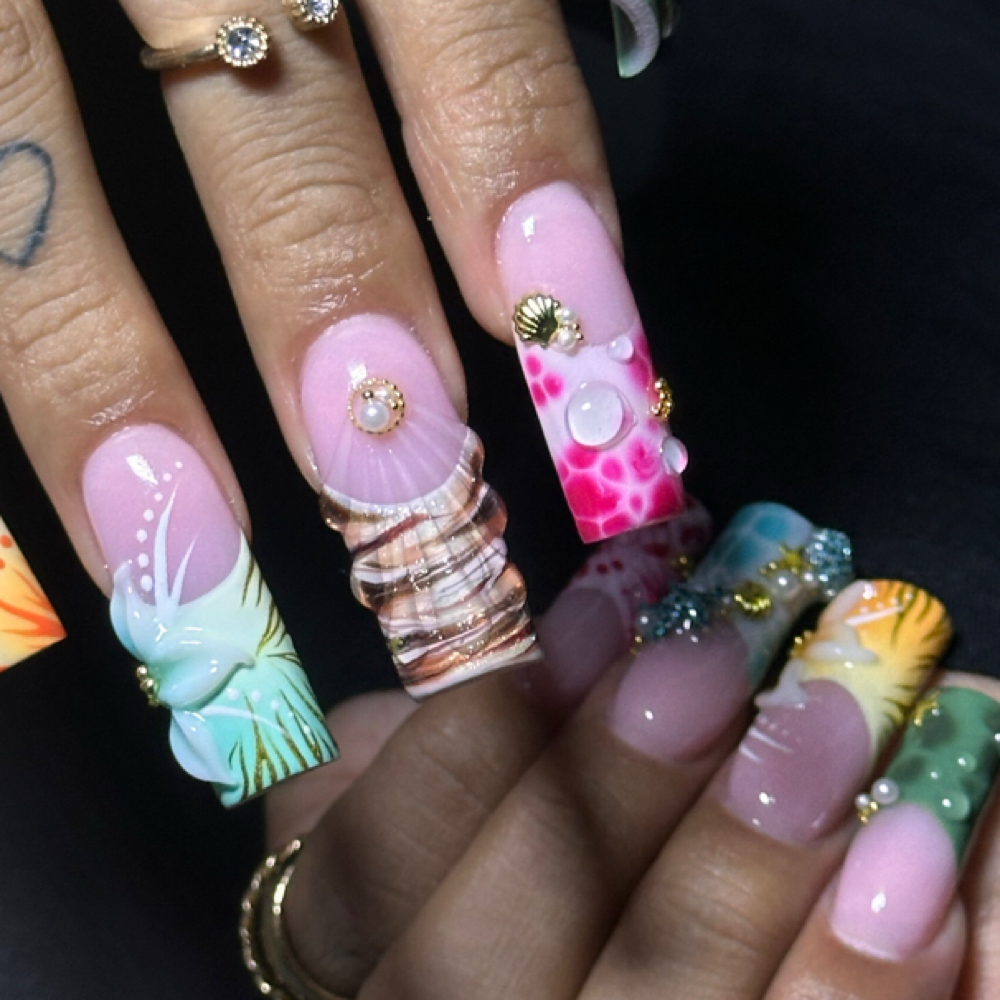 3D nail art/flowers/lines/ Bangles at Wixxedbeauty_ in Victorville, CA