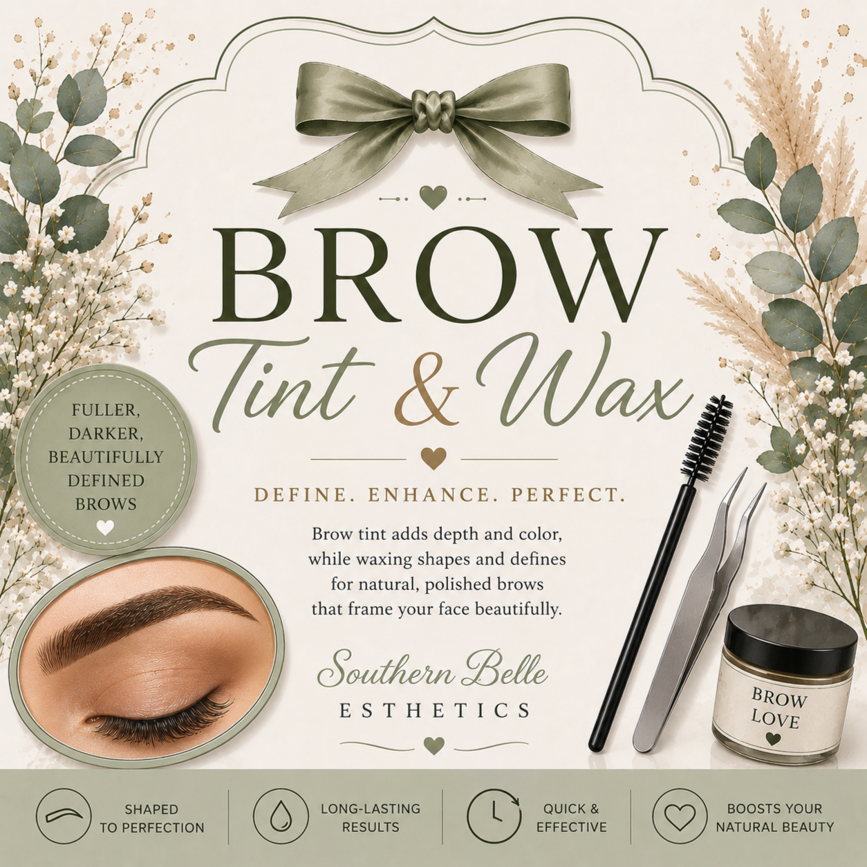 Brow tint and wax at Southern Belle Esthetics in Marion, NC