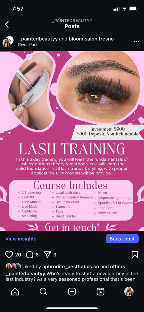 Lash Training at Painted Beauty in Fresno, CA