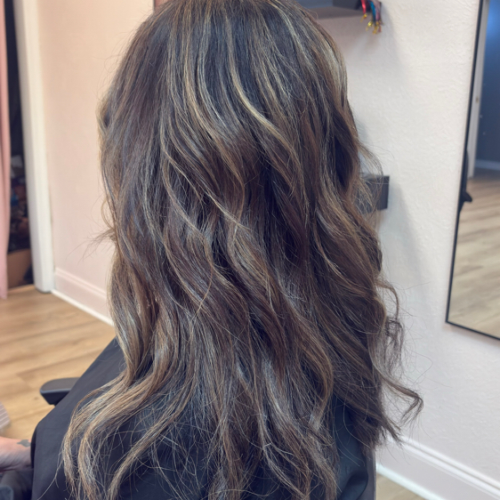 Dimensional Brunette at Sunkissed & Styled by Miranda in Aiken, SC