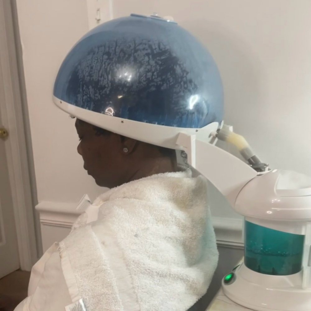 Steam treatment at Simply Beautiful Hair Care in Lithonia, GA