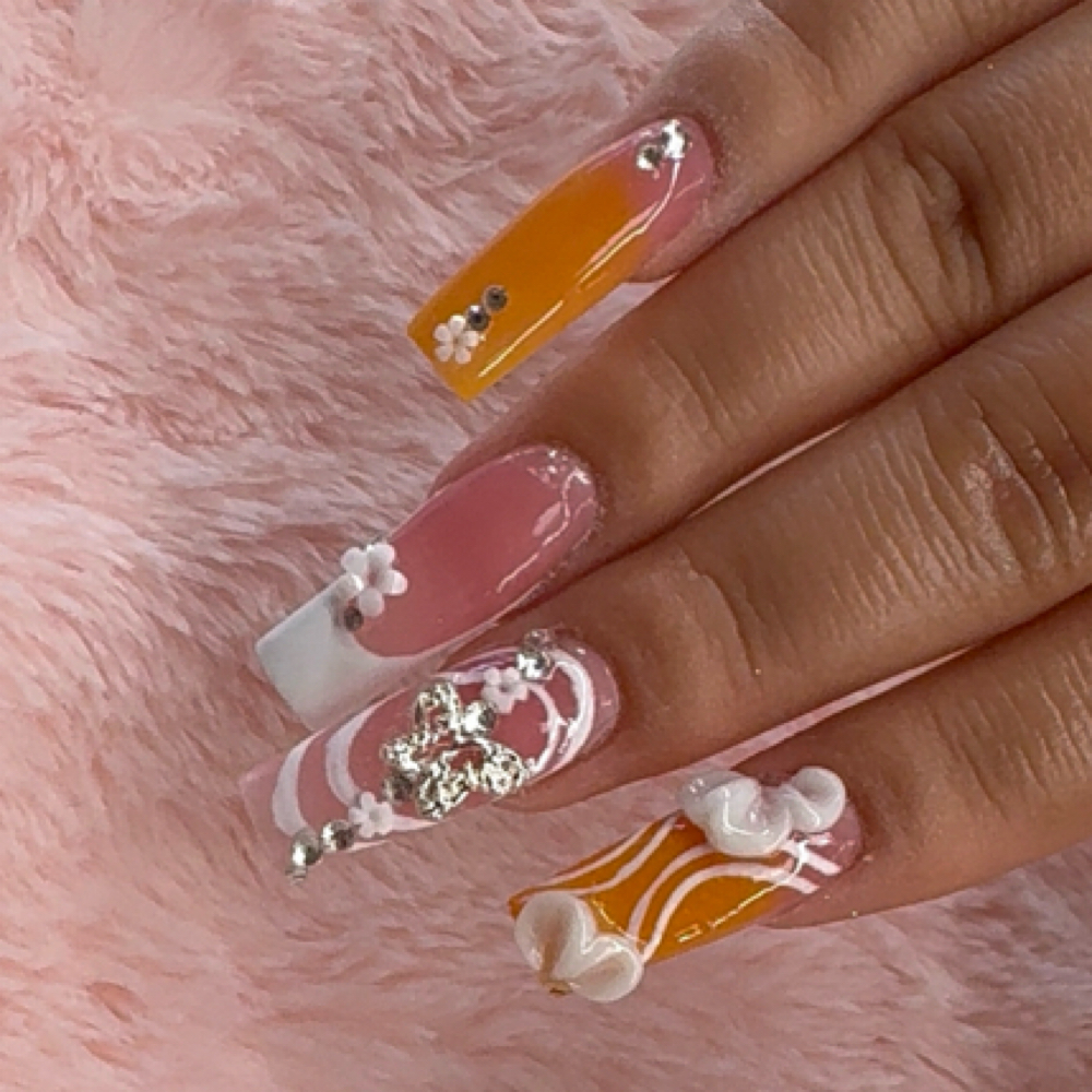 Long Acrylic Full Set at INVU Beauty Salon in Modesto, CA