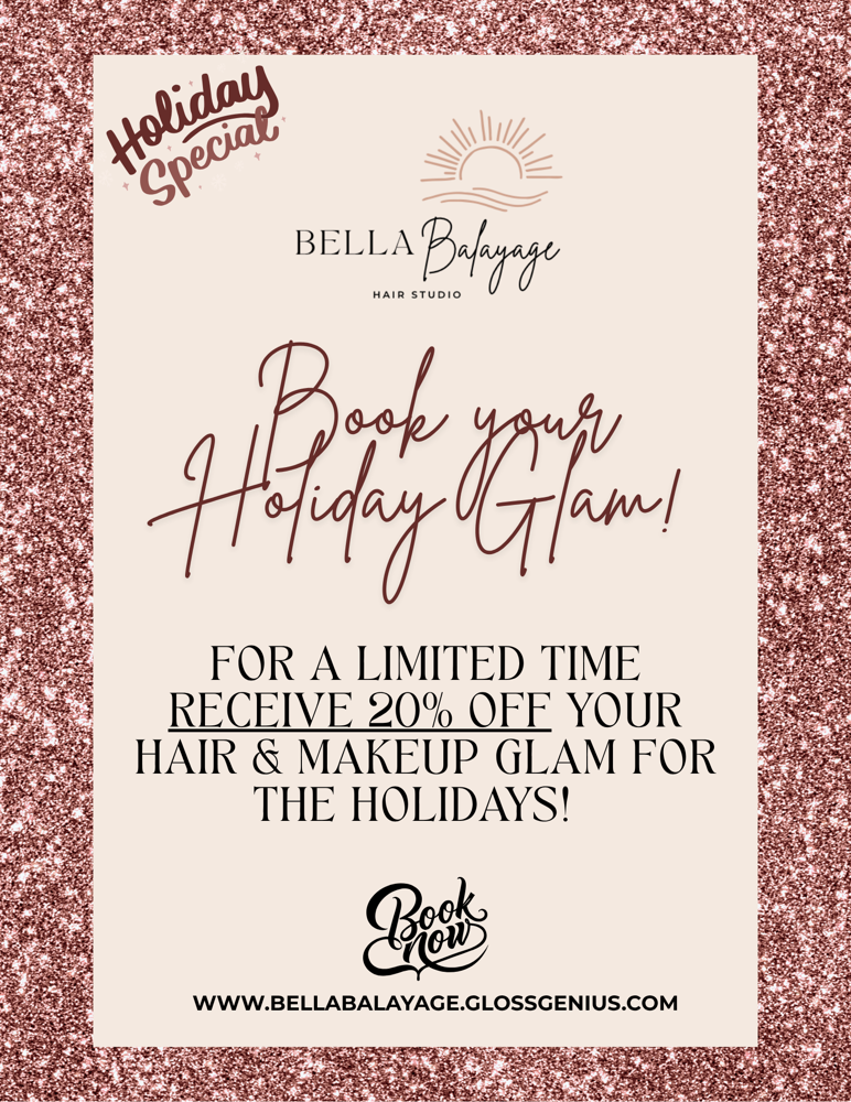 20% OFF HOLIDAY HAIR + MAKEUP