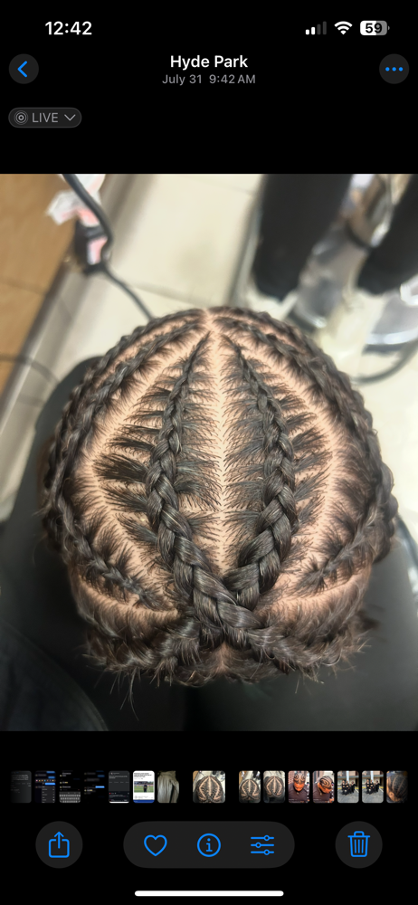 Braids with design.