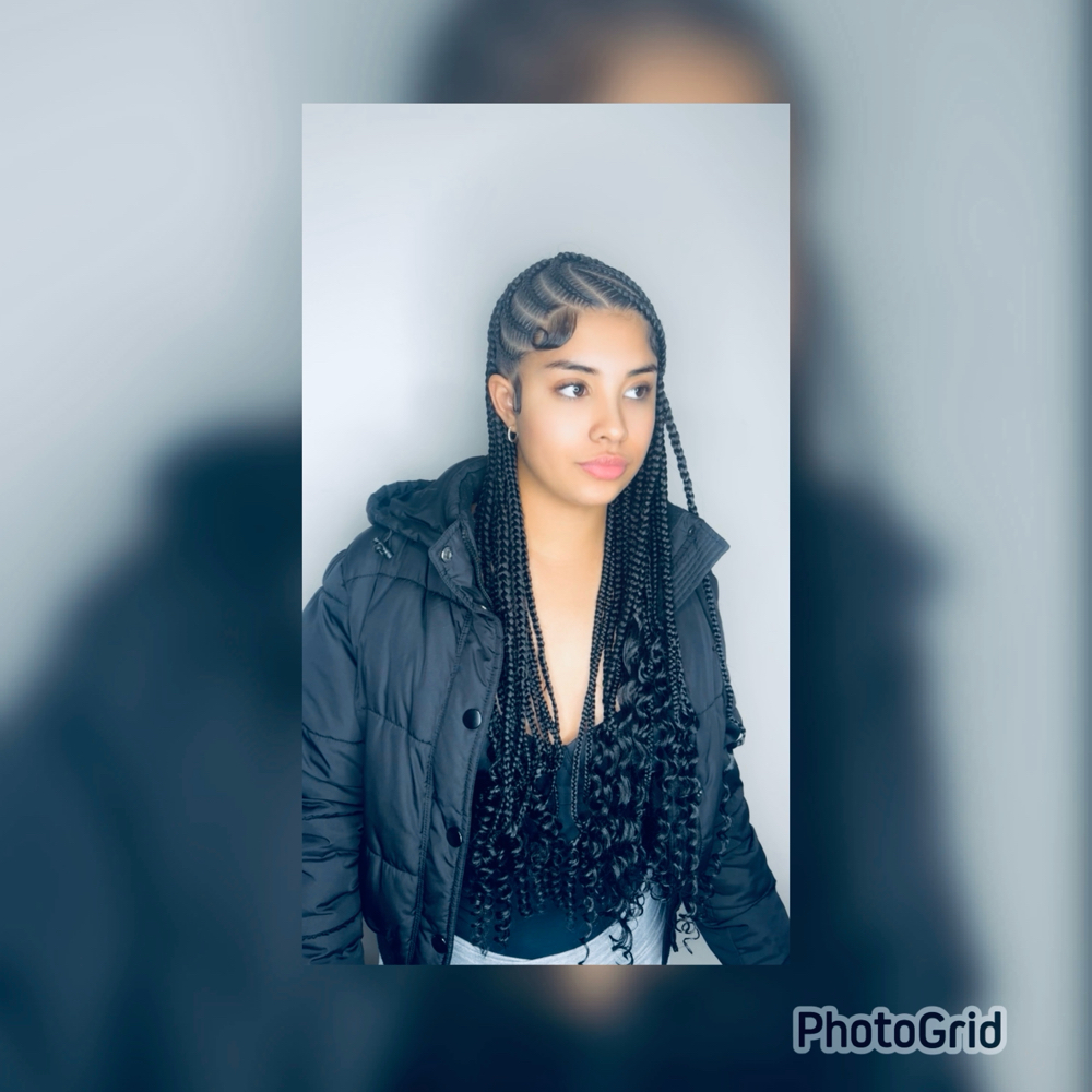 4/6 feed-in braids w/ Box Braids