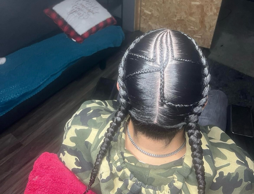 2 BRAIDS W SIMPLE DESIGN FULL HEAD