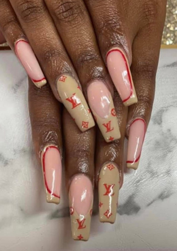 Louis Vuitton Nails  Red Acrylic Nails 