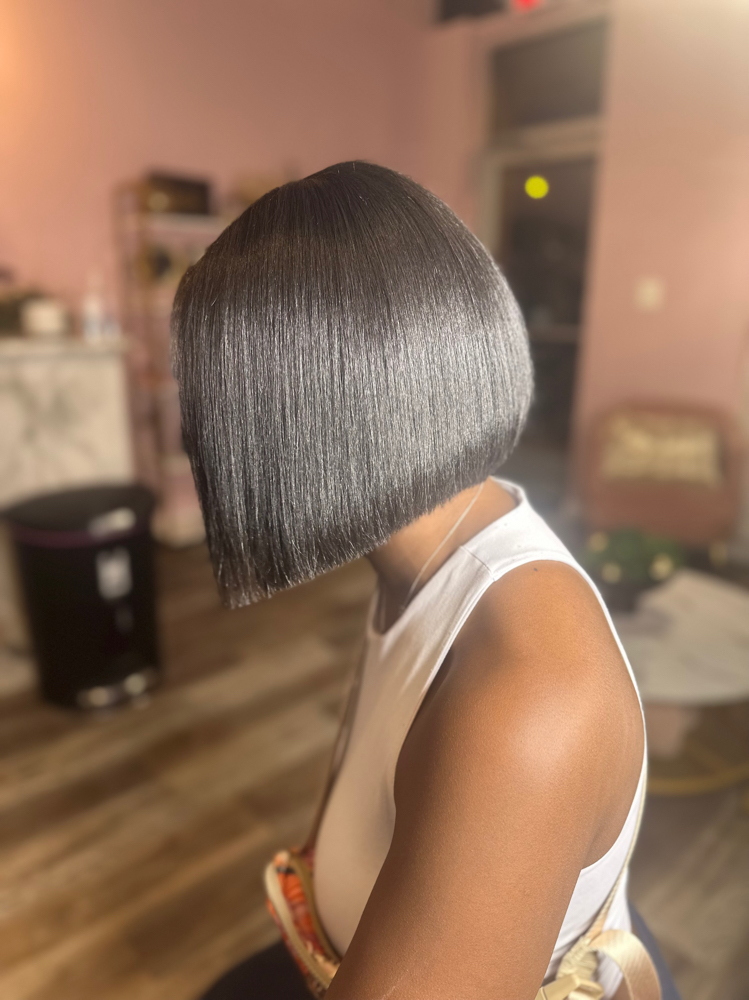 Silk Press + Blunt Cut Or Bob