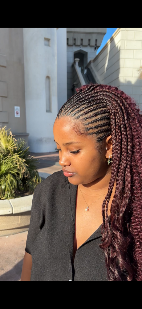 Half Fulani Half Sew In at Braidsby_hami in Seattle, WA