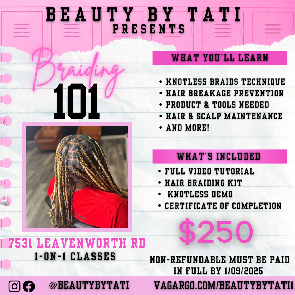 Knotless Braiding class at Beauty By Tati in Kansas City, KS