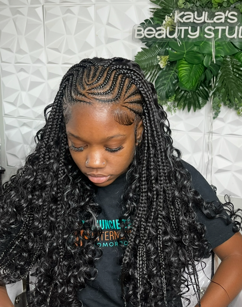 half fulani braids half quick weave at Kayla’s Beauty Studio in muncie, IN