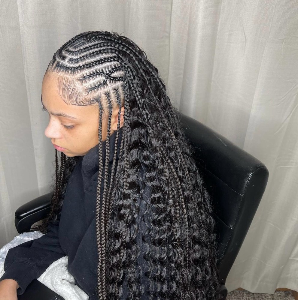 half fulani braids half quick weave