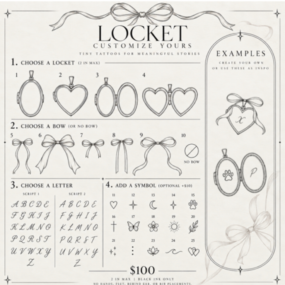 Locket Tiny Tattoo at Luxe Lash & Beauty Studio LLC in Brookfield, WI