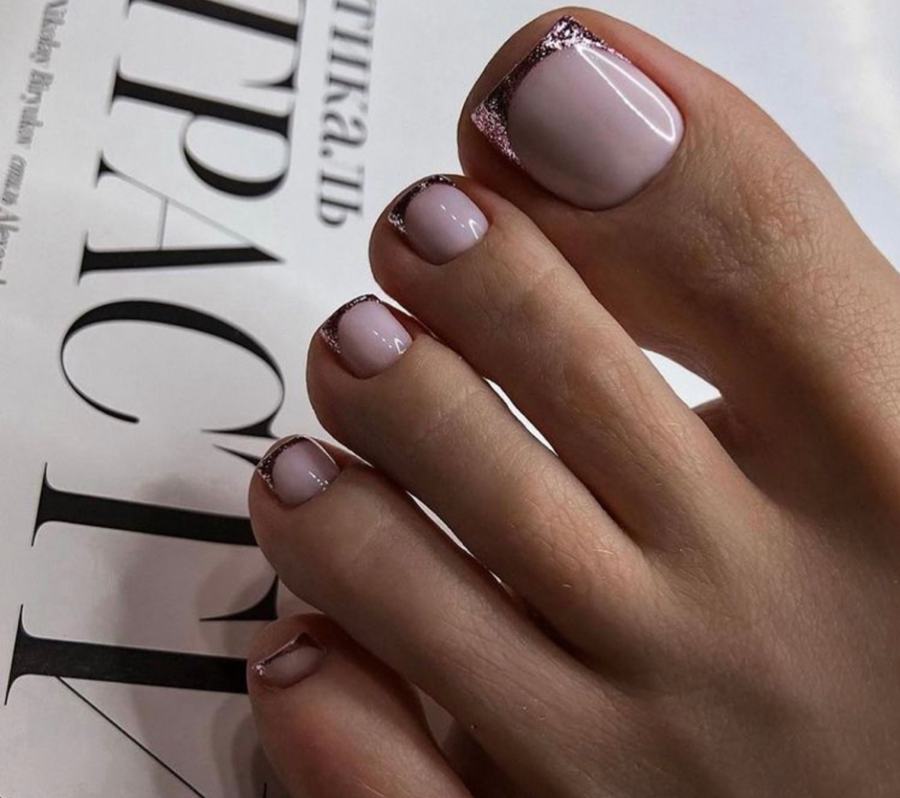 Pedicure french tip at Brilliance Hair salon in Glendale, CA
