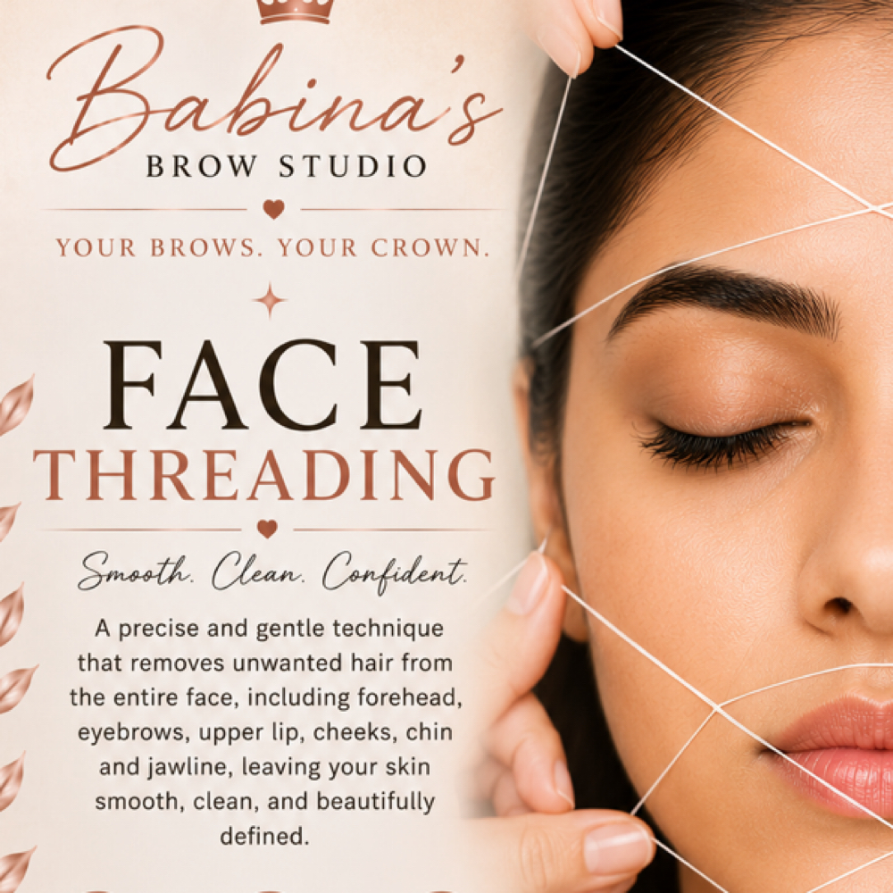 Full Face thrading at Babina’s brow studio in Vienna, VA