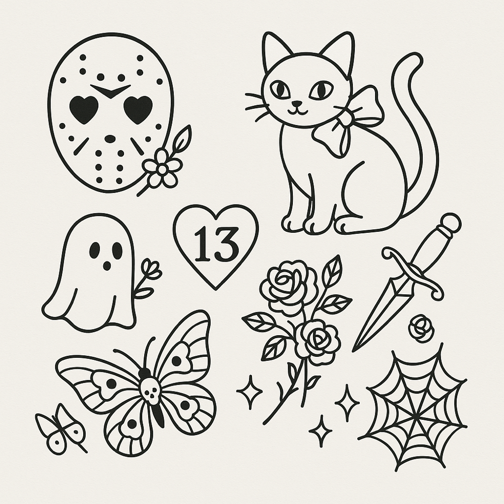Friday The 13th Tattoo Flash Sheet