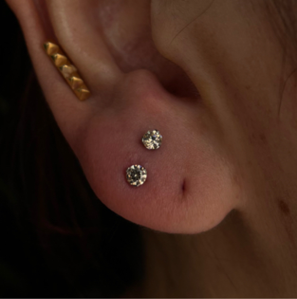 Ear lobe stacked at Artistry Tattoo & Piercing Parlor in San antonio, TX
