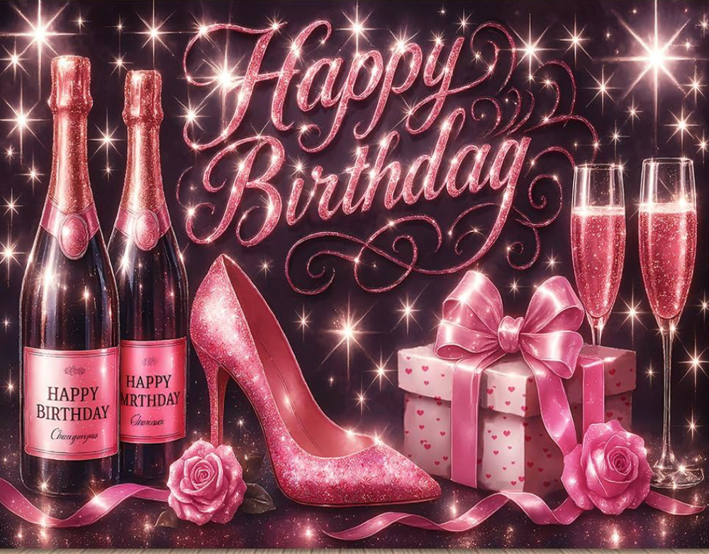 Black Pink Happy Birthday 7x5Ft