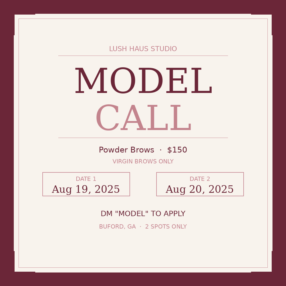 Powder Brows – Training Model at Lush Haus Studio in Buford, GA