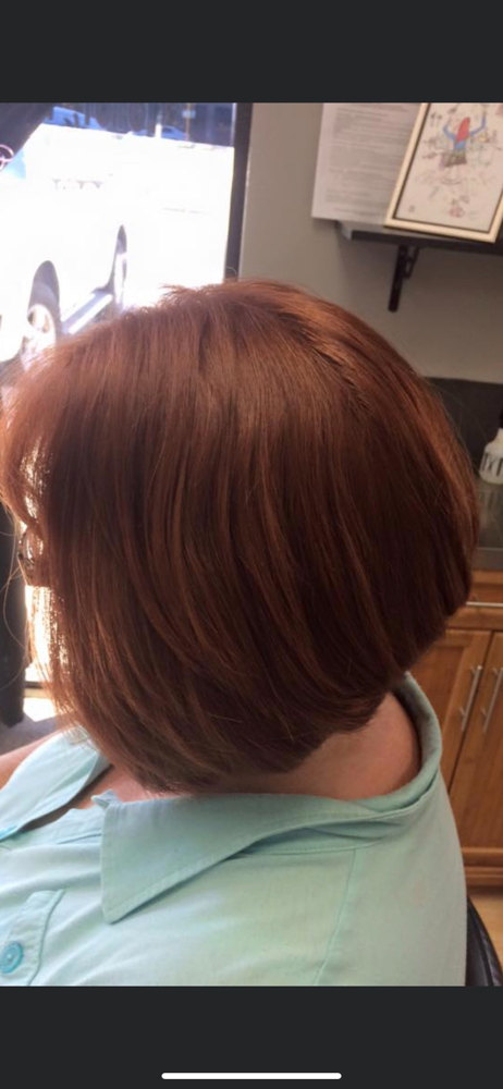 Brazilian blowout top and  bangs