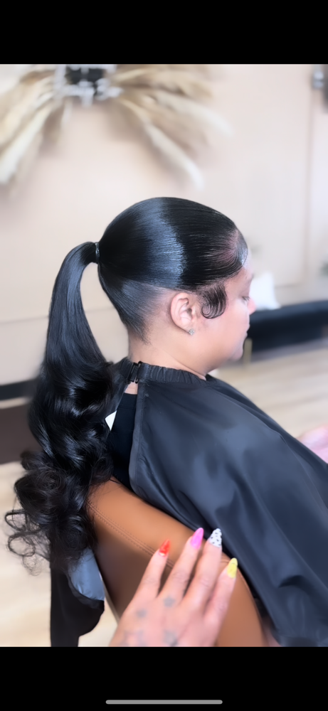 Inside ponytail at Cynsational Beauty Bar in Detroit, MI